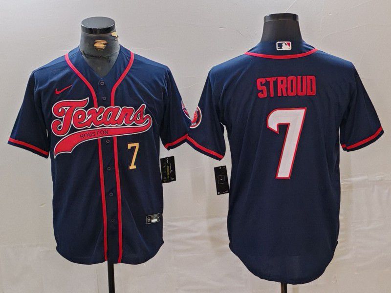 Men Houston Texans #7 Stroud Blue Joint Name 2024 Nike Limited NFL Jersey style 2->houston texans->NFL Jersey